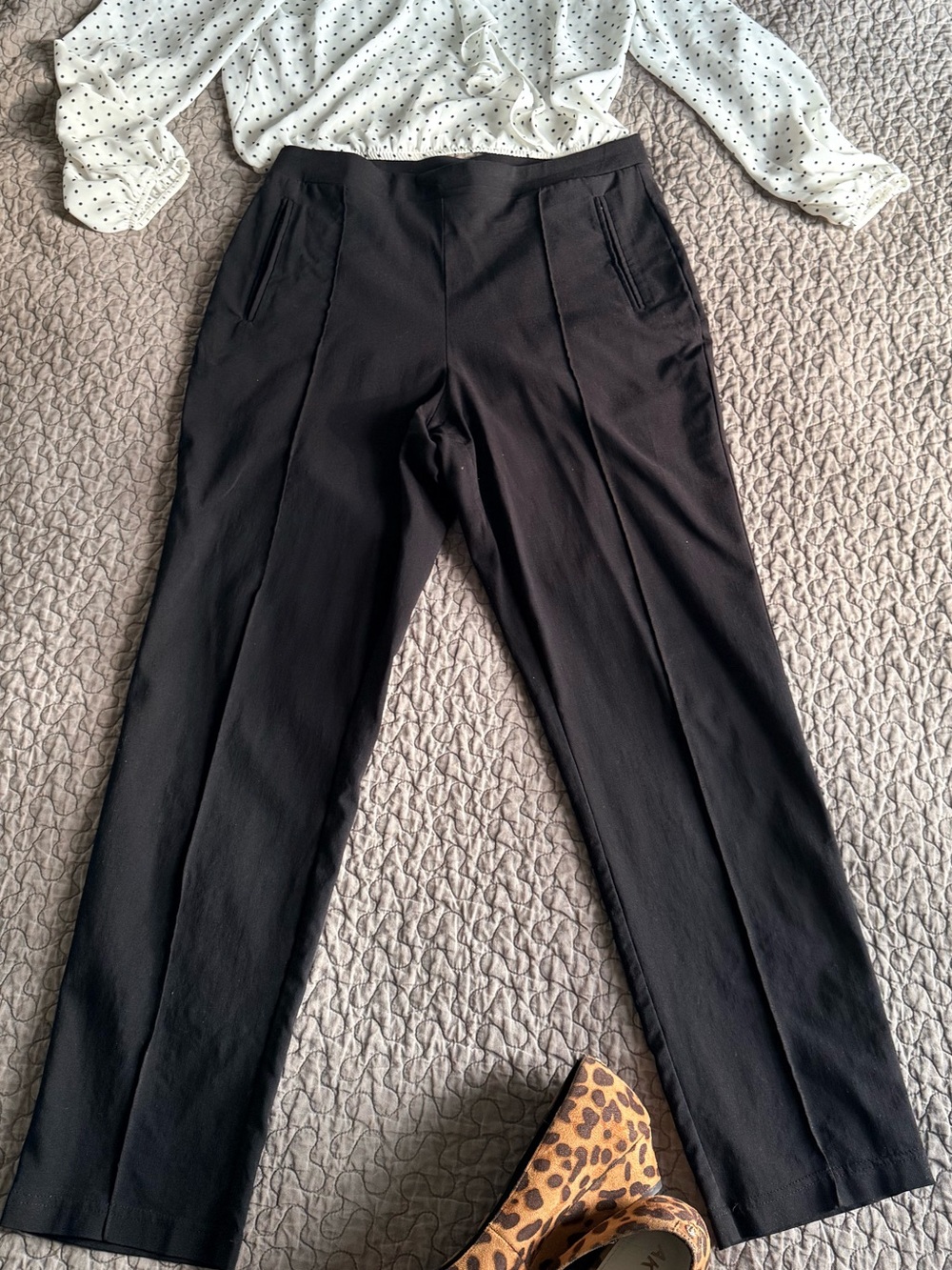 DKNY Black Tailored Straight-Leg Trousers